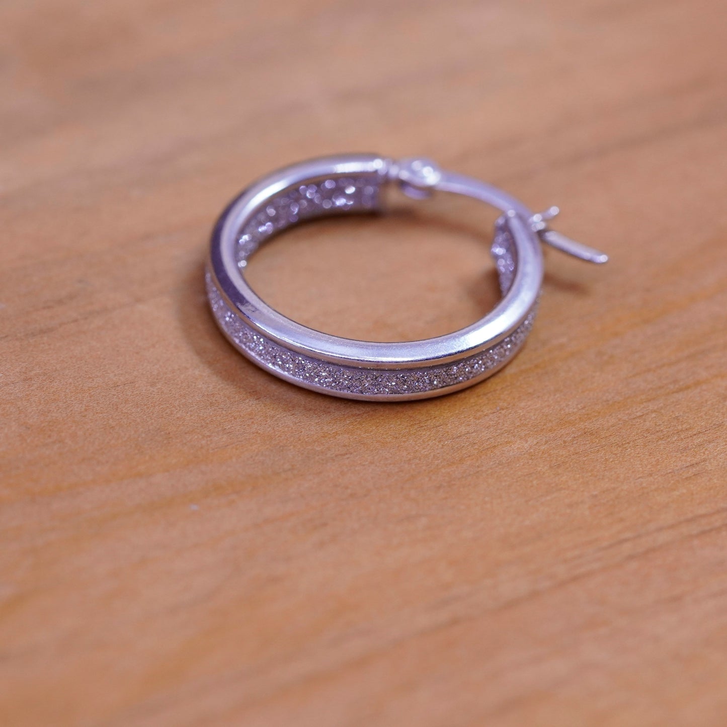 0.75”, vintage Sterling silver hoops, 925 earrings with glittering center
