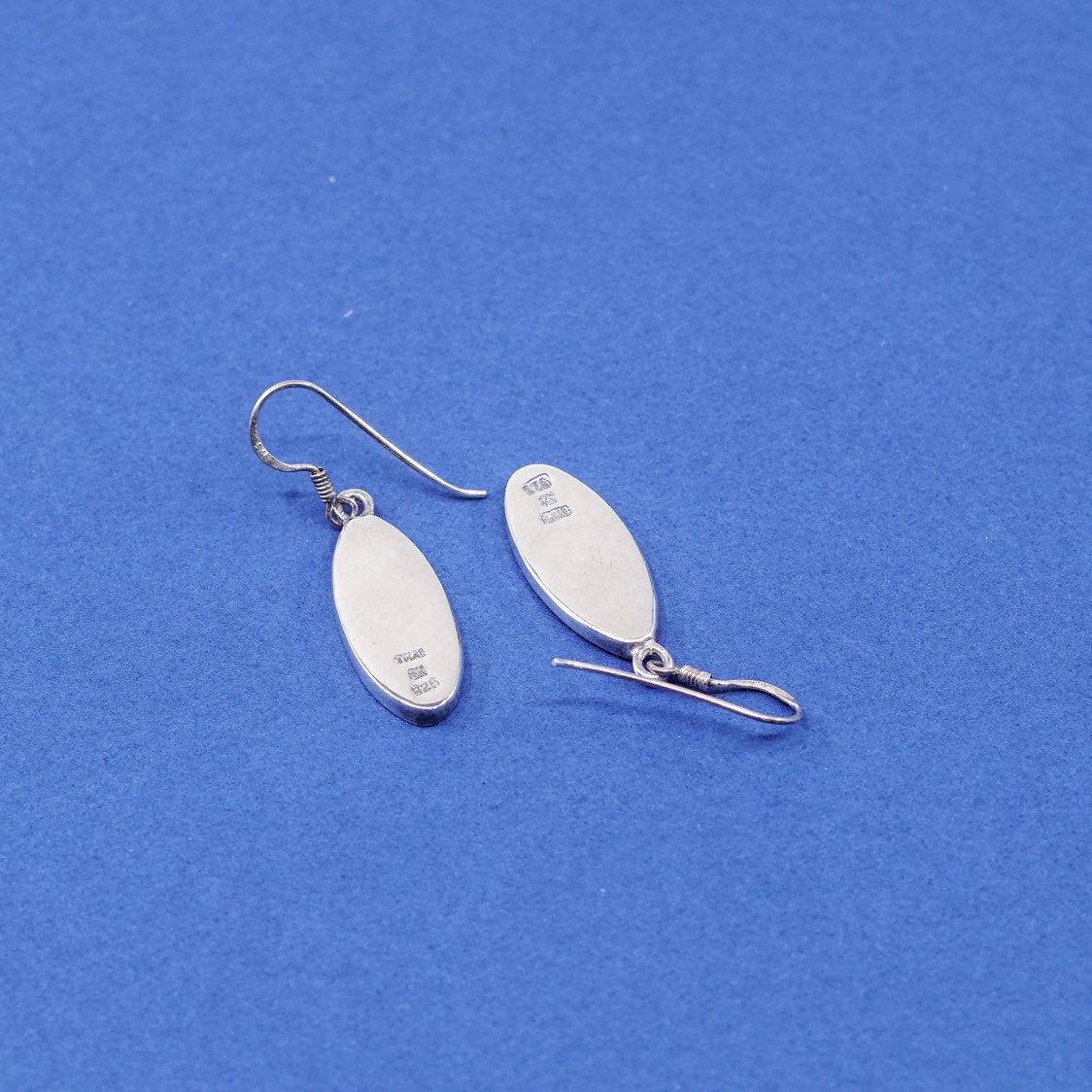 Sterling silver handmade earrings, SX 925 flower drops w/ abalone