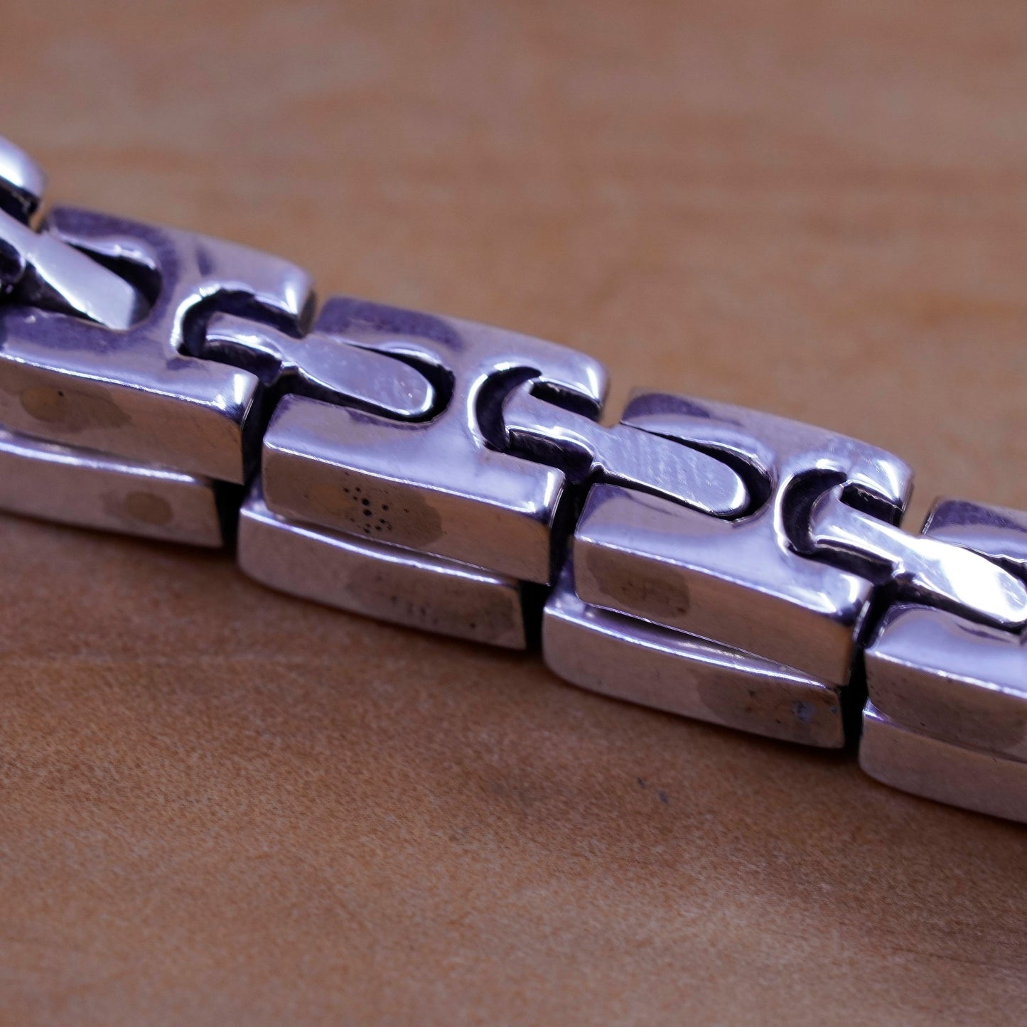 7”, vintage modern Sterling silver handmade tennis bracelet, 925 link chain