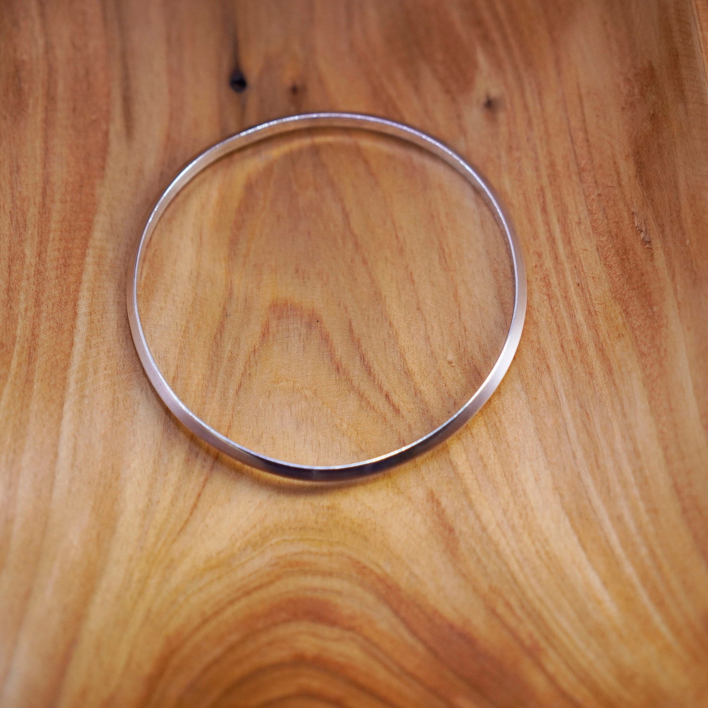 8”, Vintage Sterling silver handmade bracelet, 925 bangle with heart textured