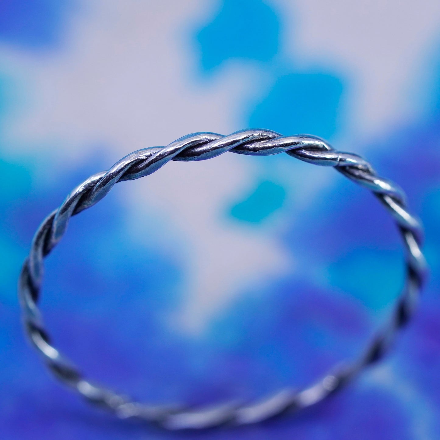 Size 12, vintage Sterling silver handmade ring, 925 cable band