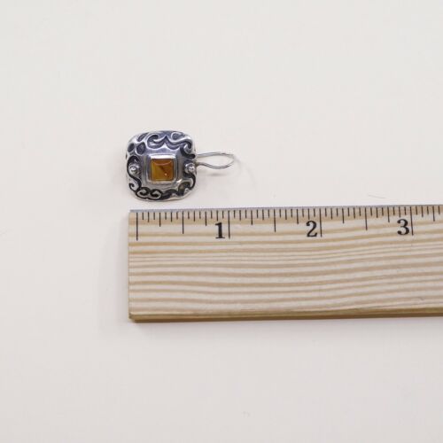 Silpada Sterling Silver W0911 Vintage Amber Scroll Dangle Earrings LDD4
