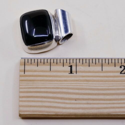 Vtg Mexico Sterling Silver Handmade Pendant solid 925 w/ Obsidian