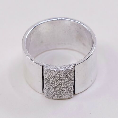 Size 6.25, Vtg Israel S Giver Sterling Silver Handmade Ring 925 Wide Band