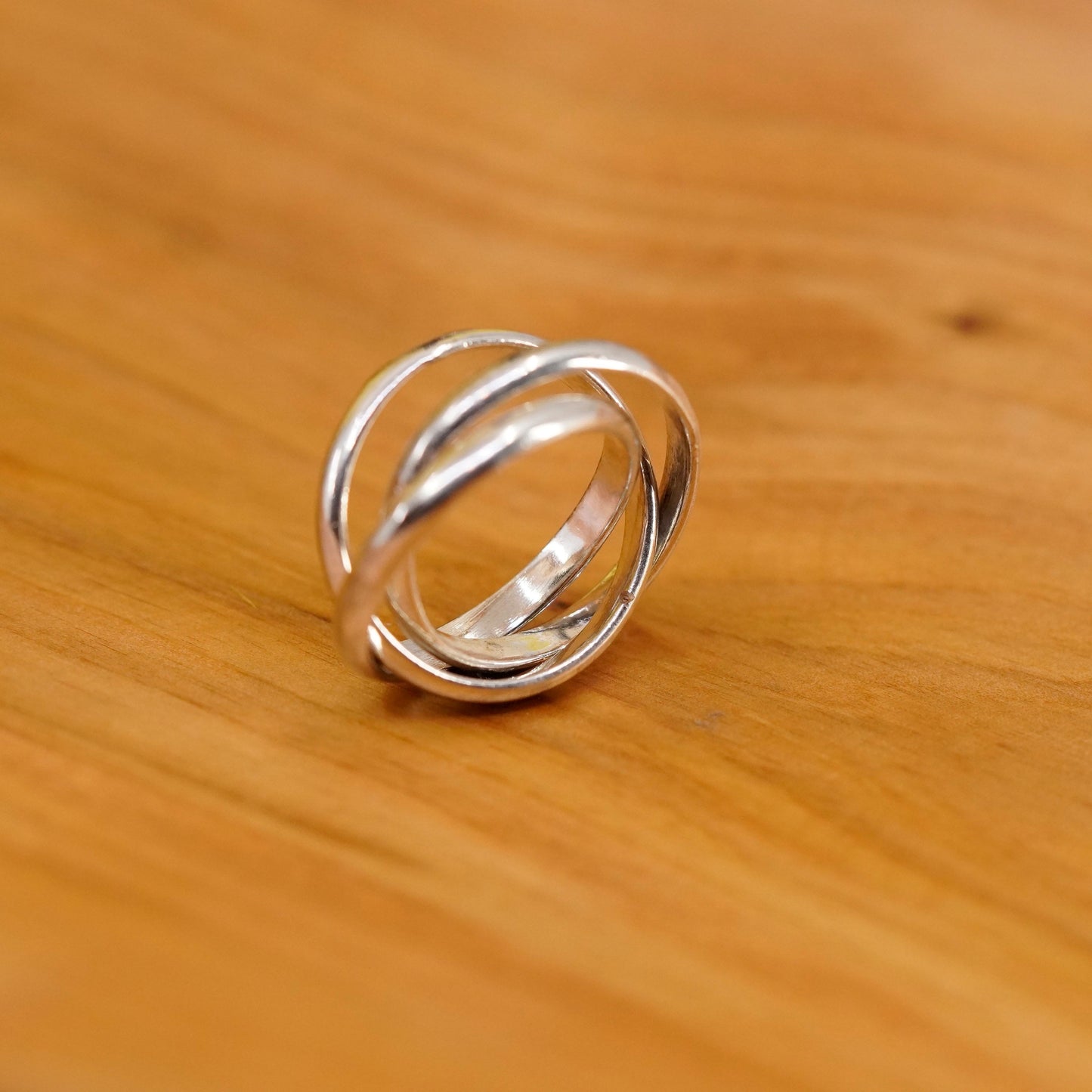 size 6, vintage Sterling silver handmade ring, 925 entwined band