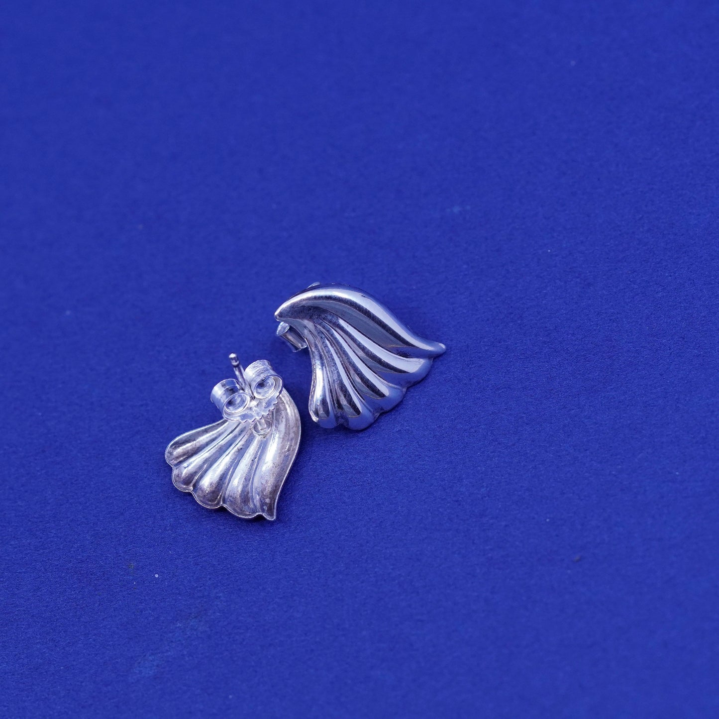 Vintage sterling silver handmade earrings, 925 shell studs