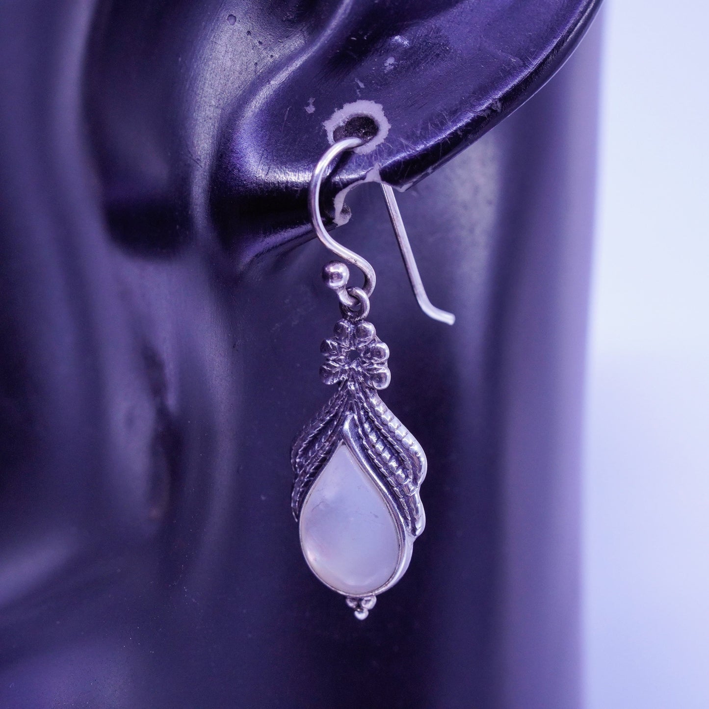 Vintage Sterling 925 silver handmade earrings with teardrop turquoise