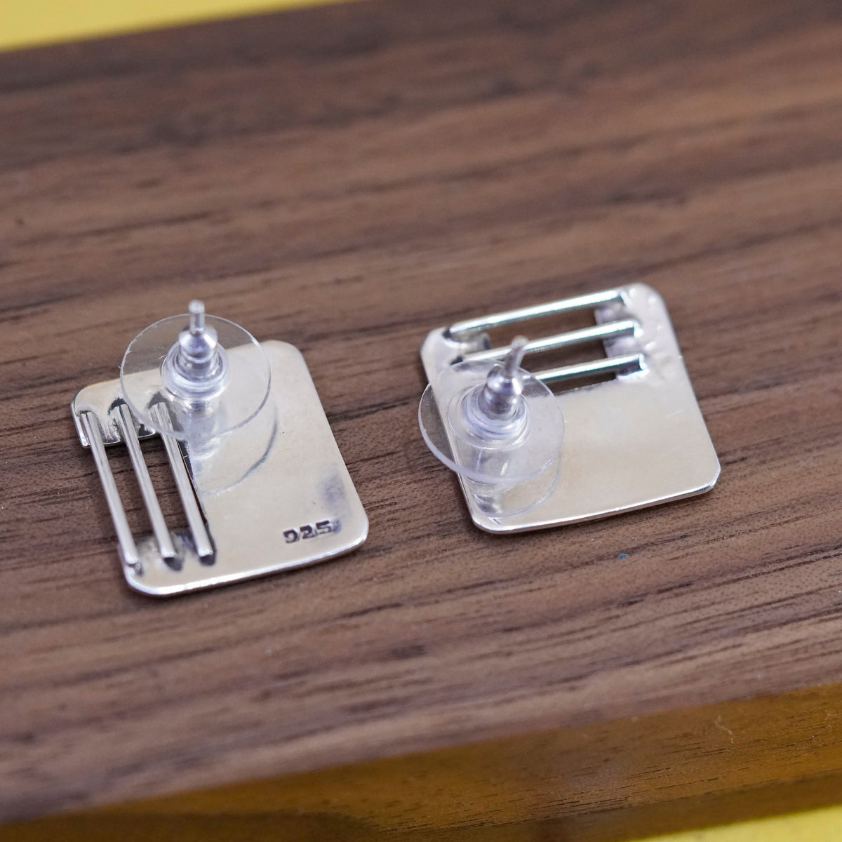 vintage mexico Sterling silver handmade studs, square earrings
