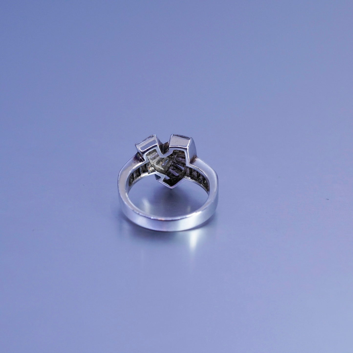 Size 7.25, vintage Sterling 925 silver handmade engagement ring with Cz
