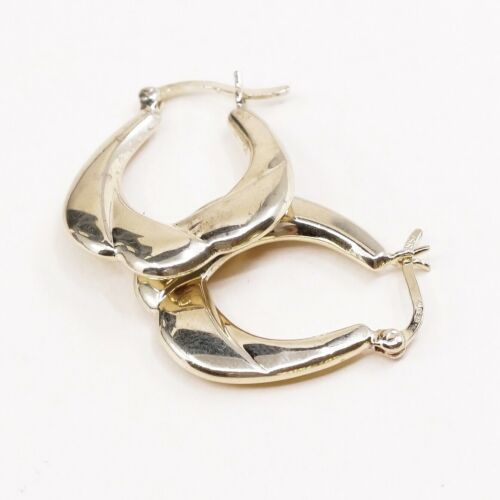 1”, Gold over sterling silver 925 earrings Hoops, stamped 925 Israel