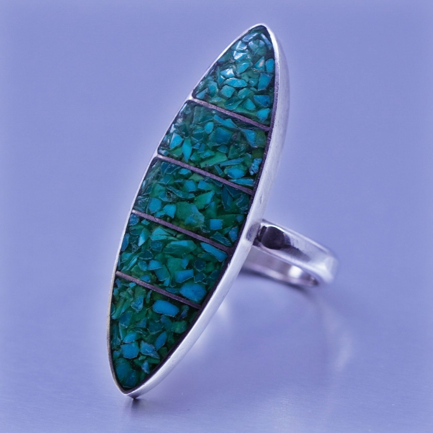 Size 6.5, Native American navajo Sterling 925 silver marquise ring turquoise