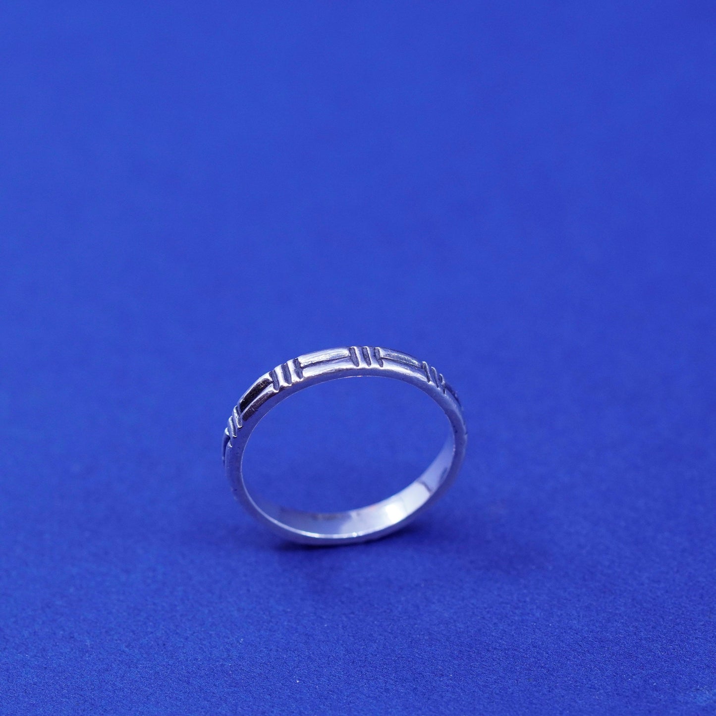 Size 6, vintage Sterling silver handmade ring, textured 925 stackable band