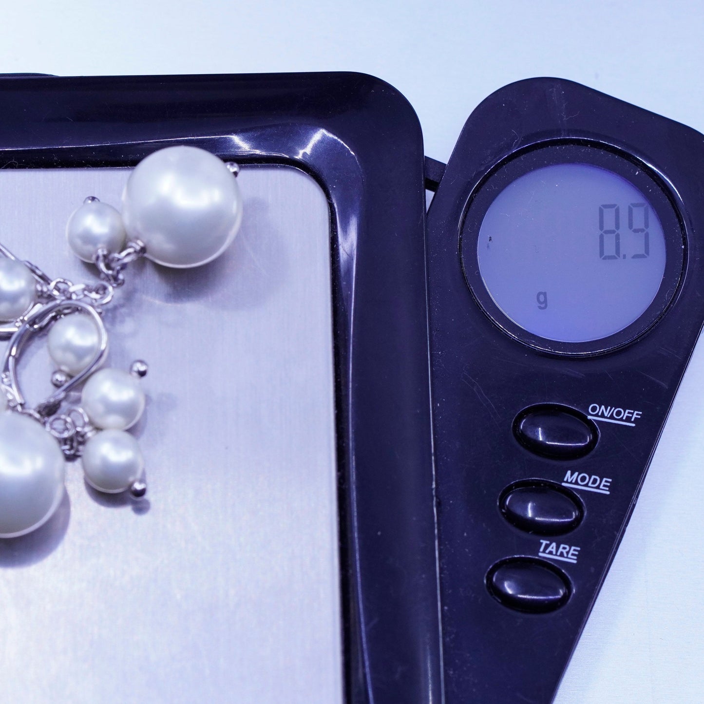 Vintage LUC Sterling 925 silver handmade earrings with cluster pearl