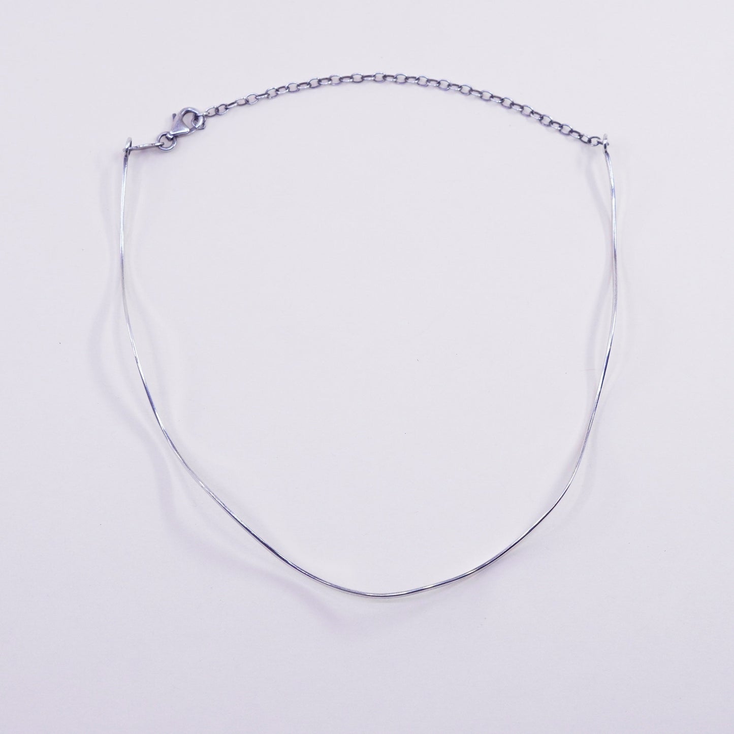 14”, Vintage sterling silver choker collar necklace, 925 Mexico wavy necklace