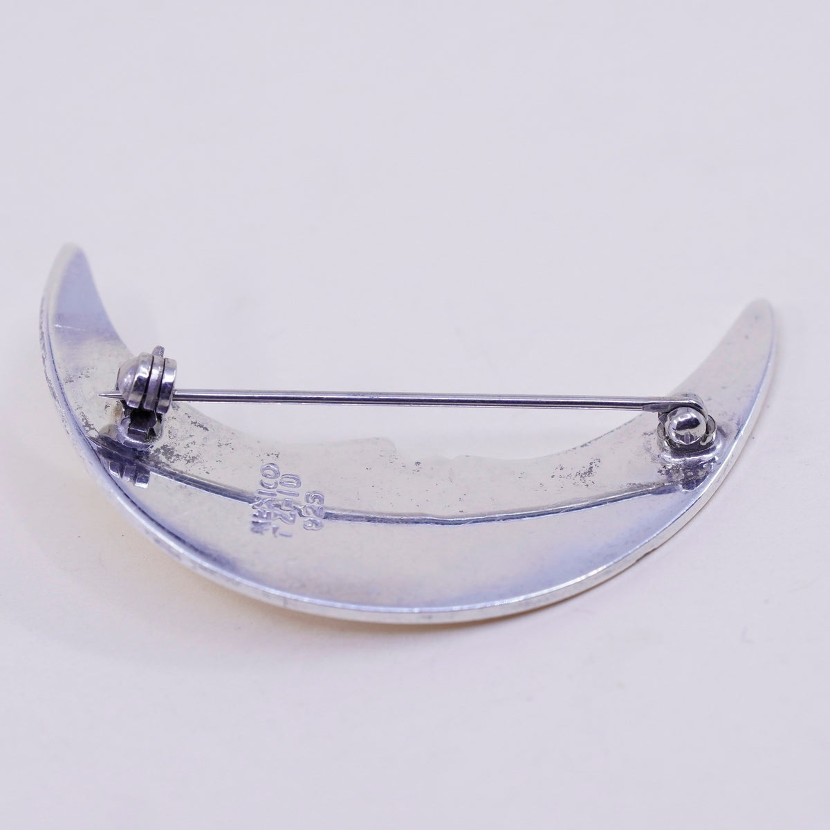 Vintage sterling silver handmade moon face, 925 handmade brooch, antique
