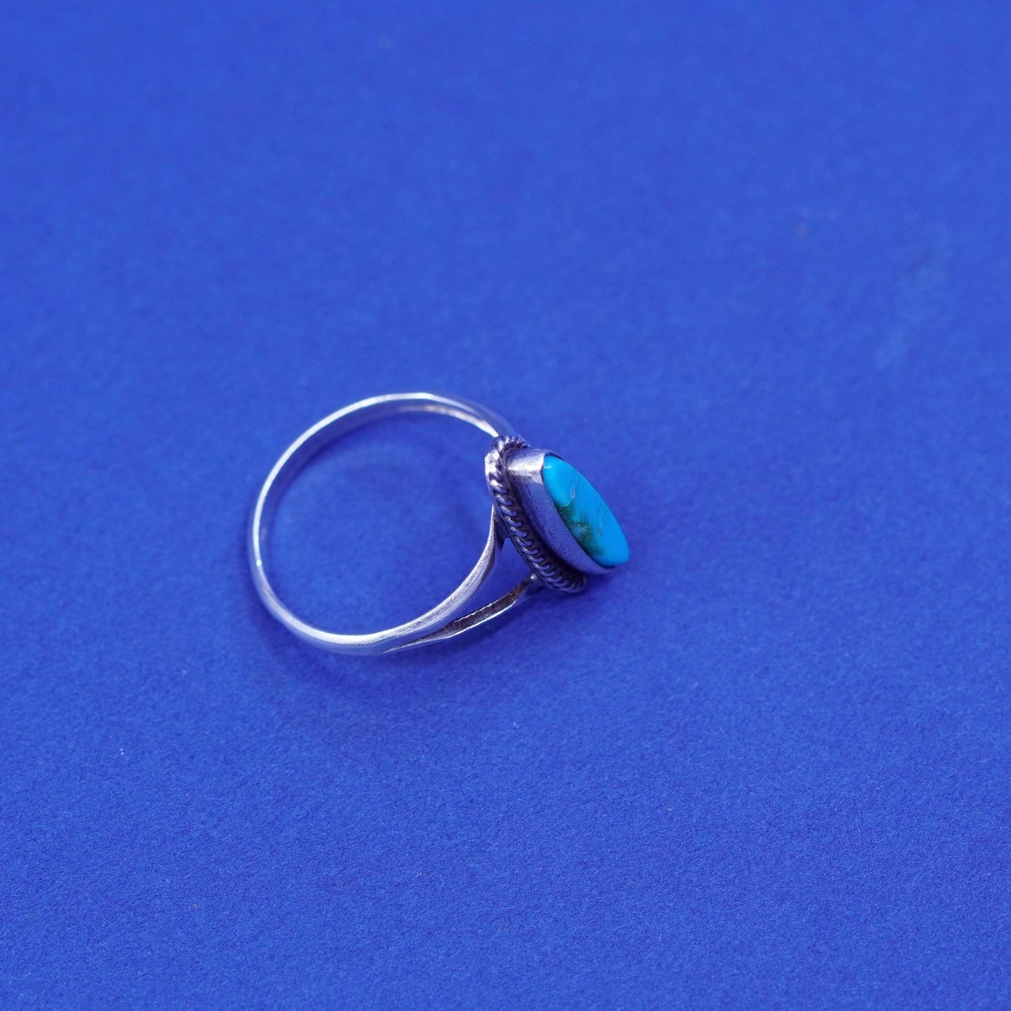 Size 6.75, vintage Sterling silver handmade ring w/ turquoise, Native American