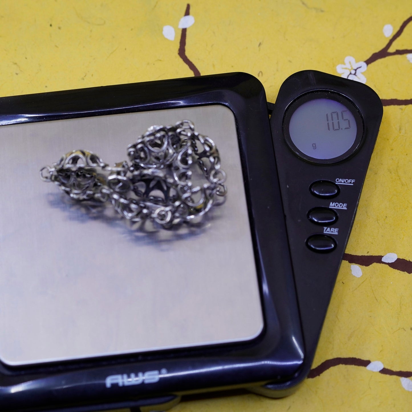6.75”, vtg Beau Sterling silver handmade bracelet, 925 filigree floral chain