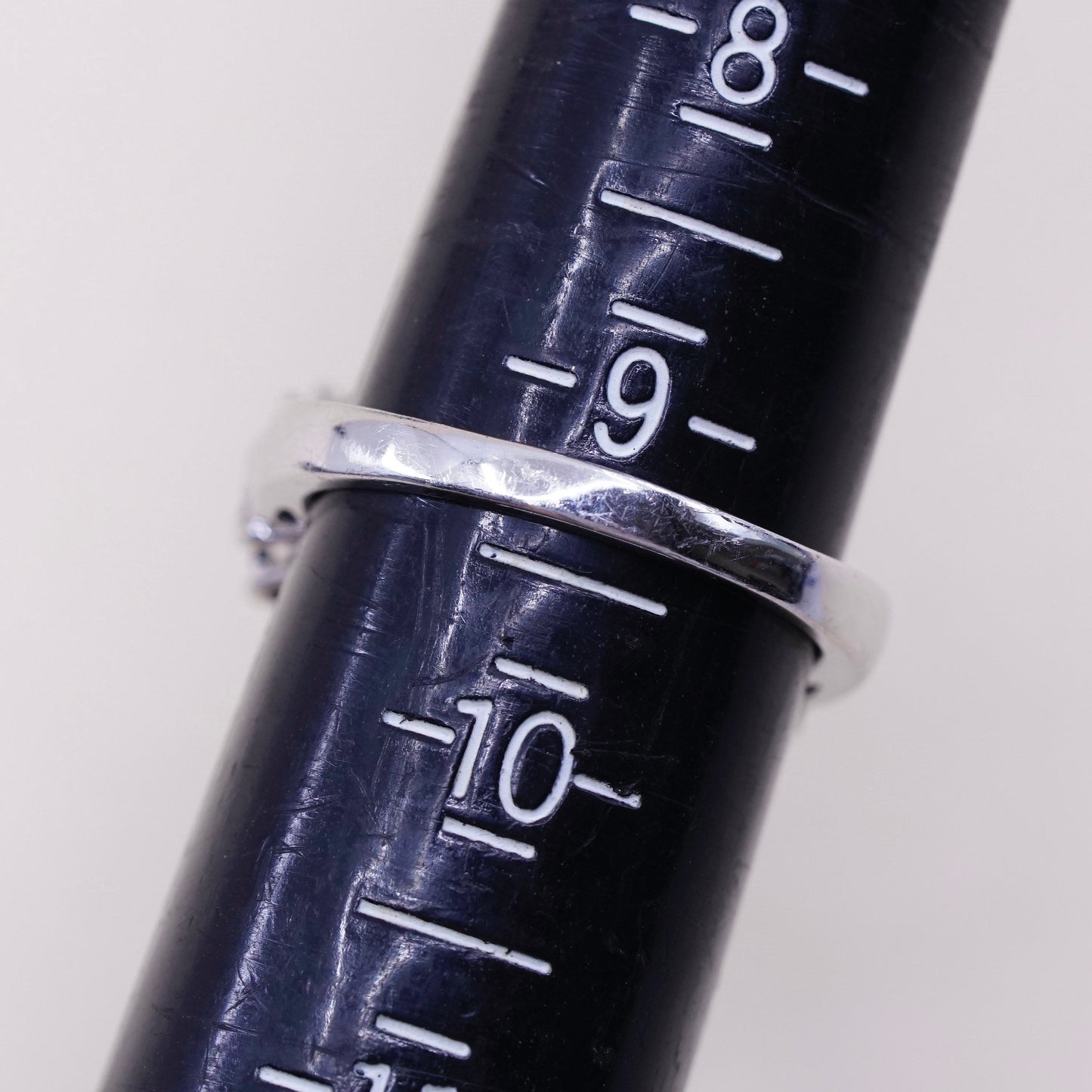 Size 9.25, sterling 925 silver handmade ring with malachite and cluster diamond