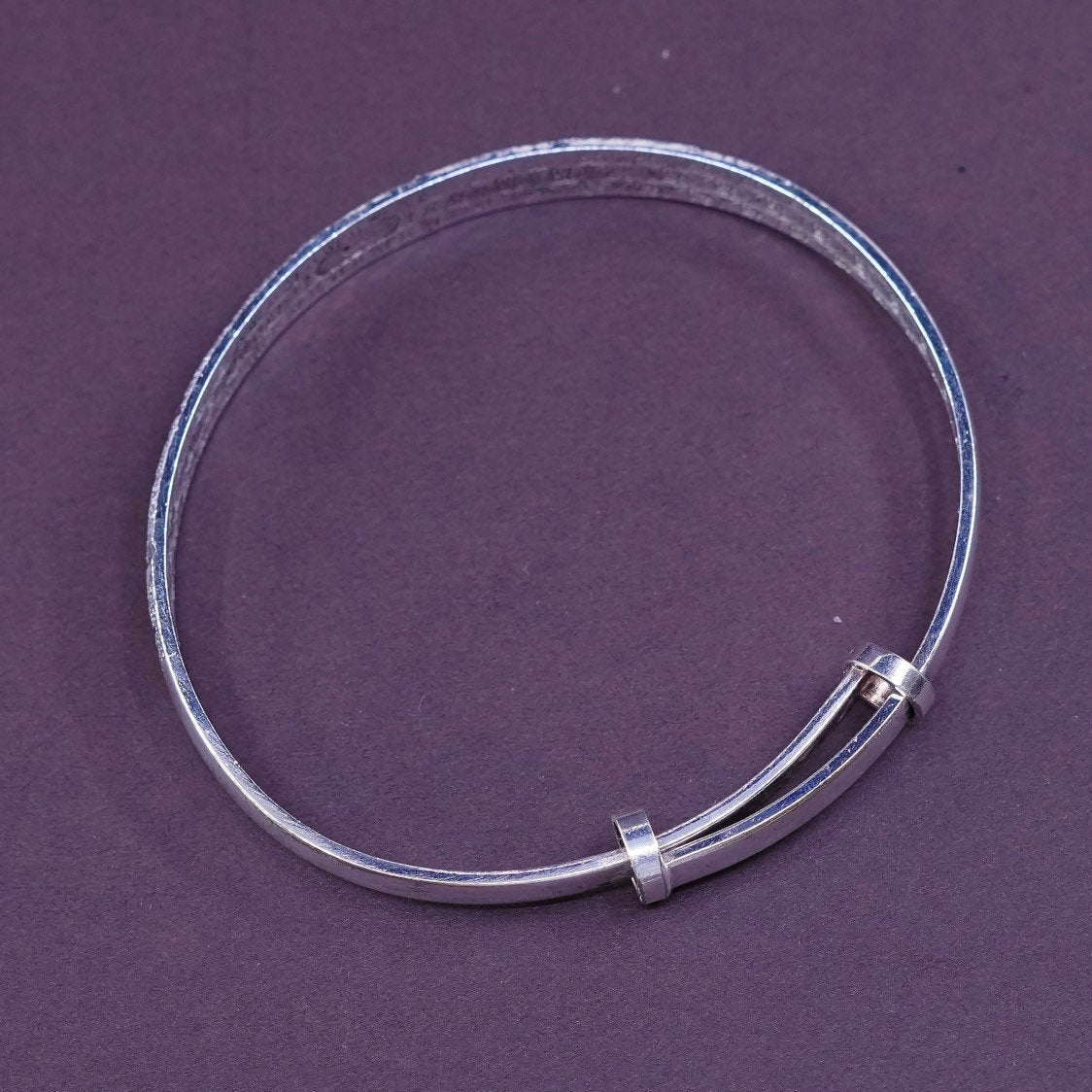 7.5", floral Sterling Silver Signature Slide Modernist Bracelet 925 bangle