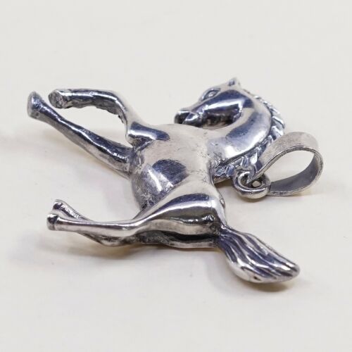 Vtg Sterling Silver Horse handmade Pendant, 925 Silver, Stamped 925
