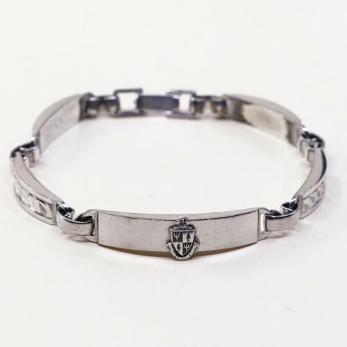 6.5”, Vtg Italy Sterling 925 Silver Handmade Bar Chain Bracelet w/ Tag