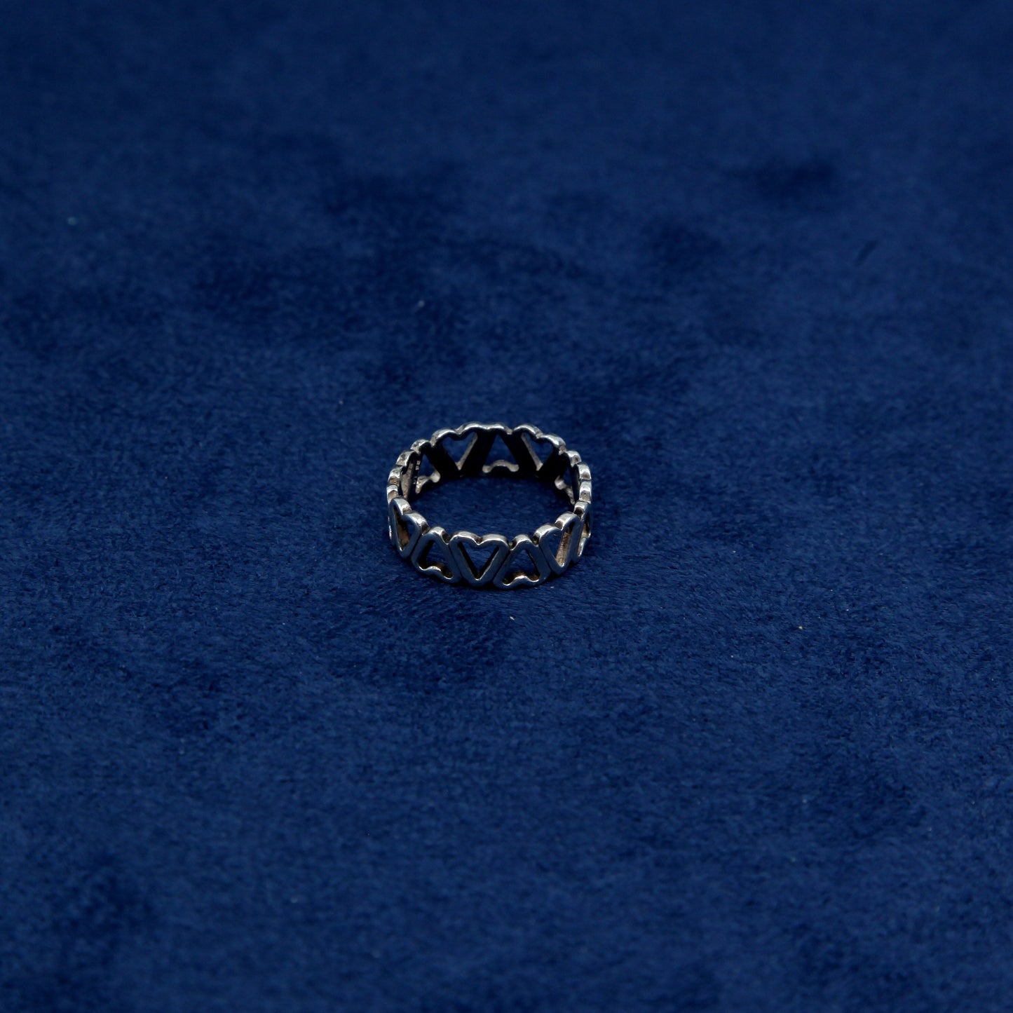 sz 6, vtg BY SS sterling silver handmade ring, 925 heart band