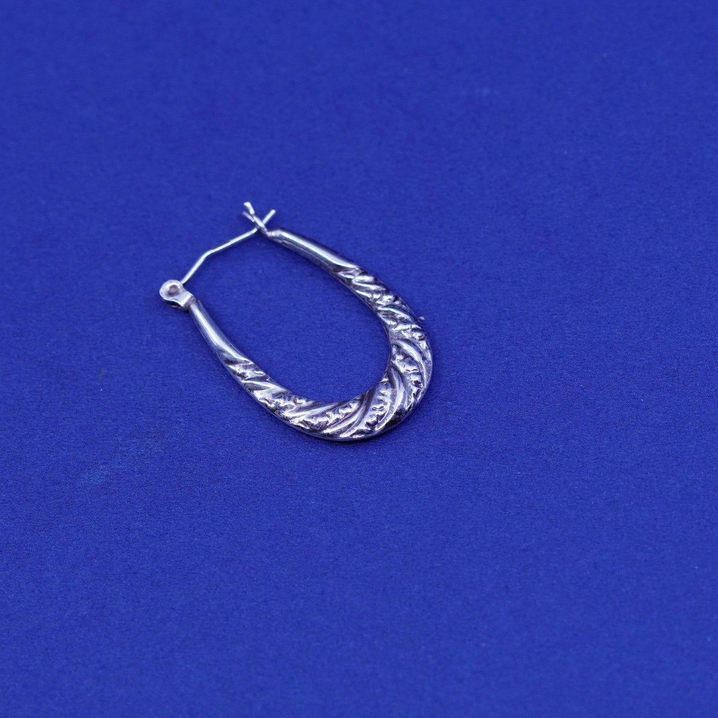 1”, Sterling silver handmade earrings, textured 925 hoops, huggie