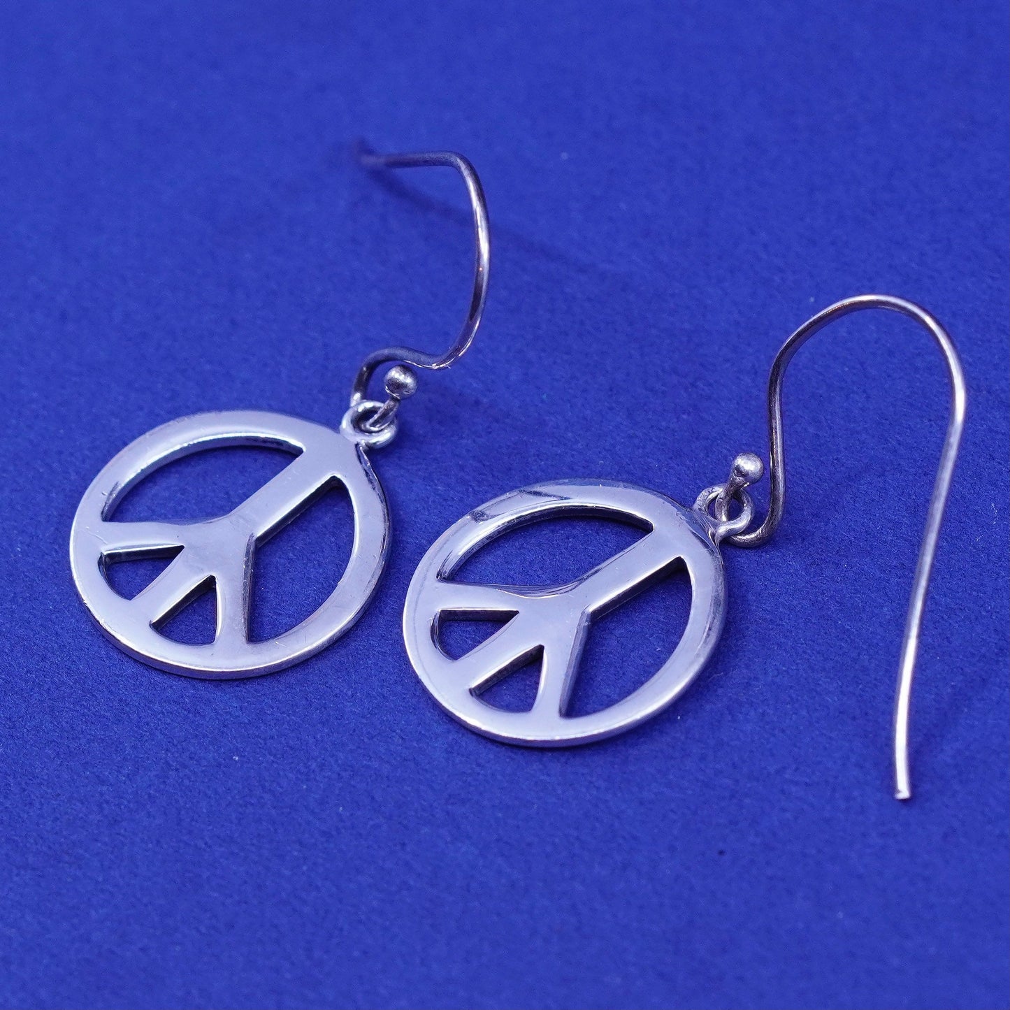 Vintage sterling 925 silver handmade earrings, CND peace sign
