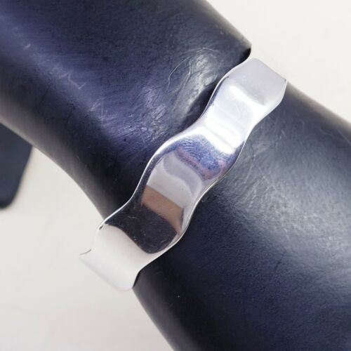 6.75”, Vtg Southwestern Modern Sterling 925 Silver Handmade Wavy cuff Bracelet