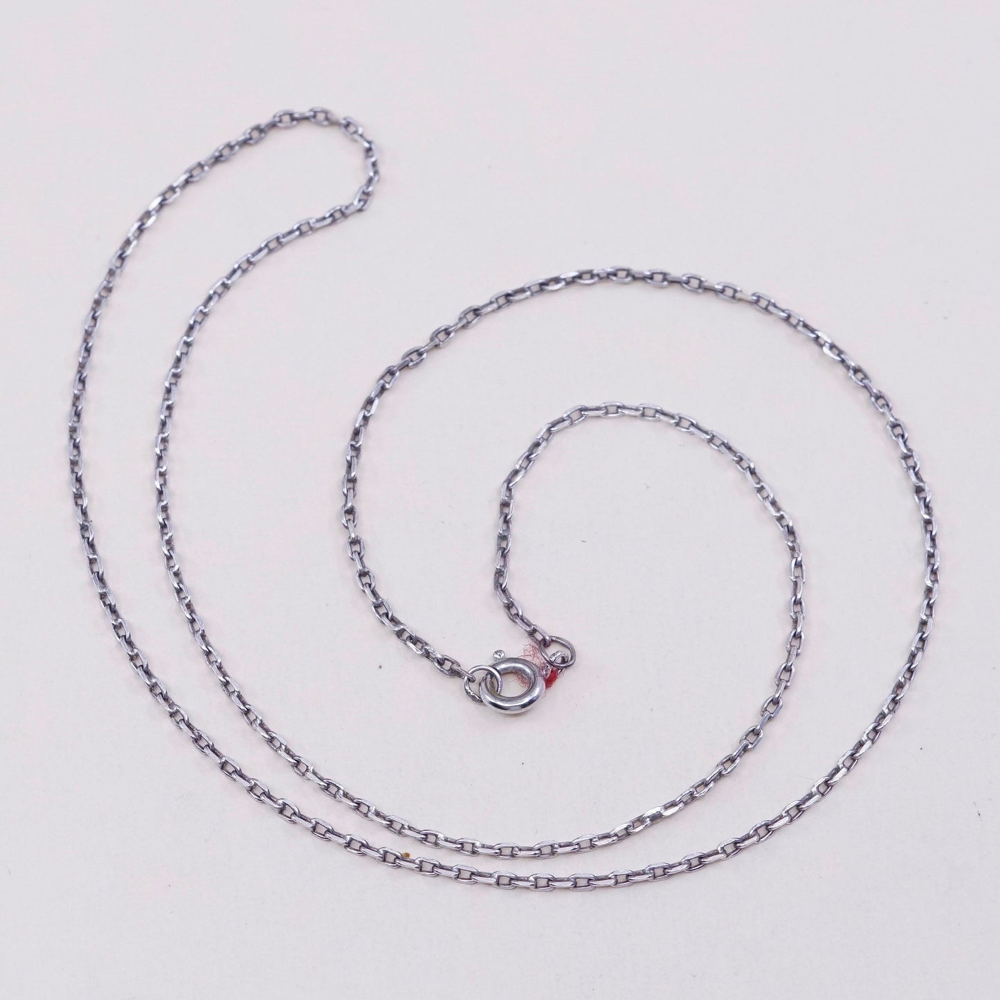 18”, 1mm, Vintage sterling silver circle chain, Italy 925 necklace