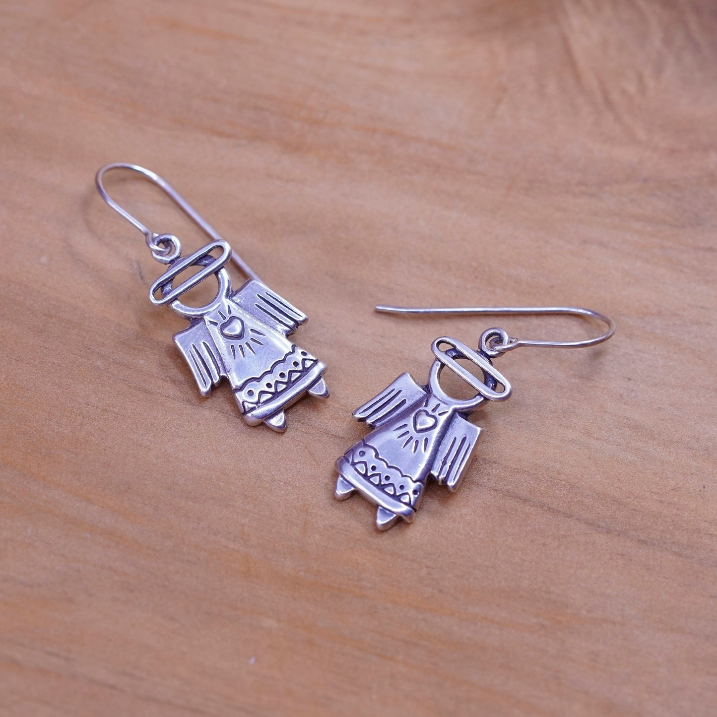 Vintage southwestern Sterling 925 silver handmade Angel earrings
