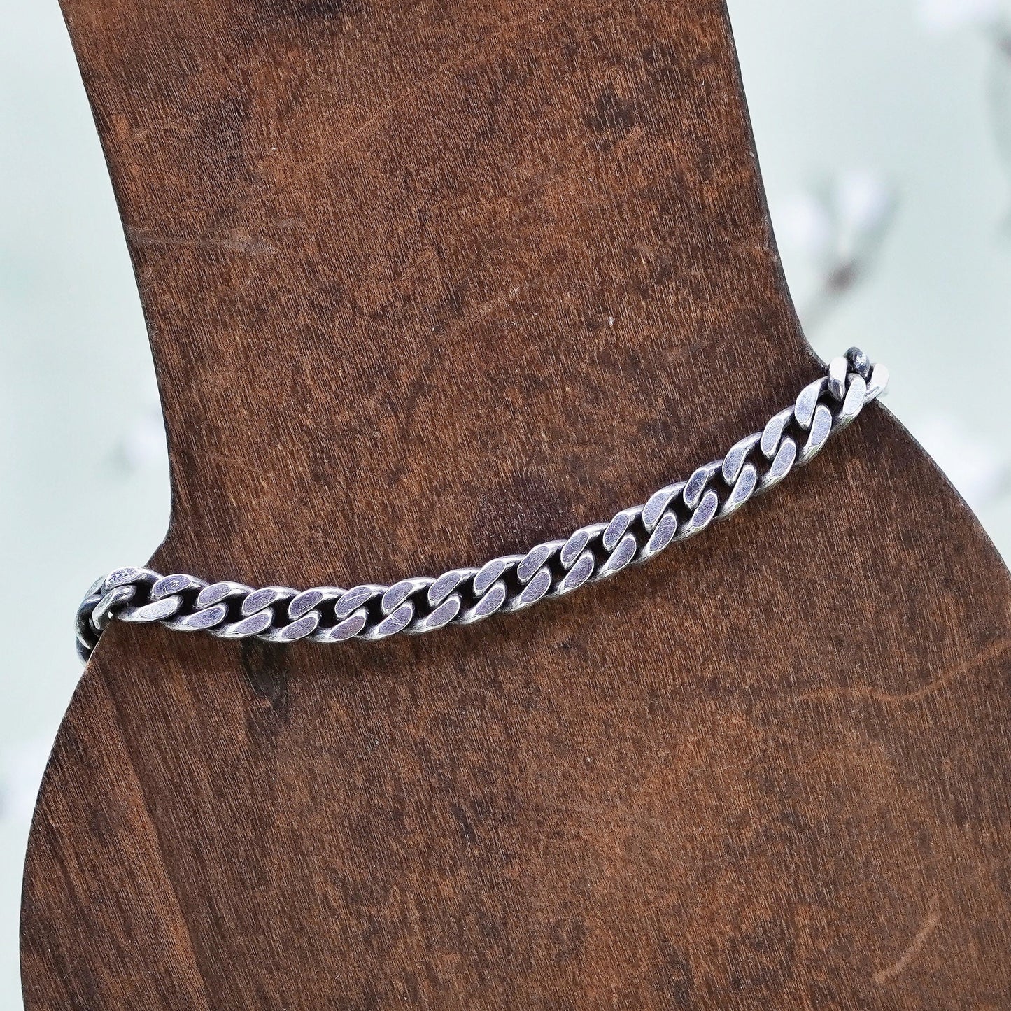 7.5”, 5mm, Vintage sterling 925 silver bold curb bracelet