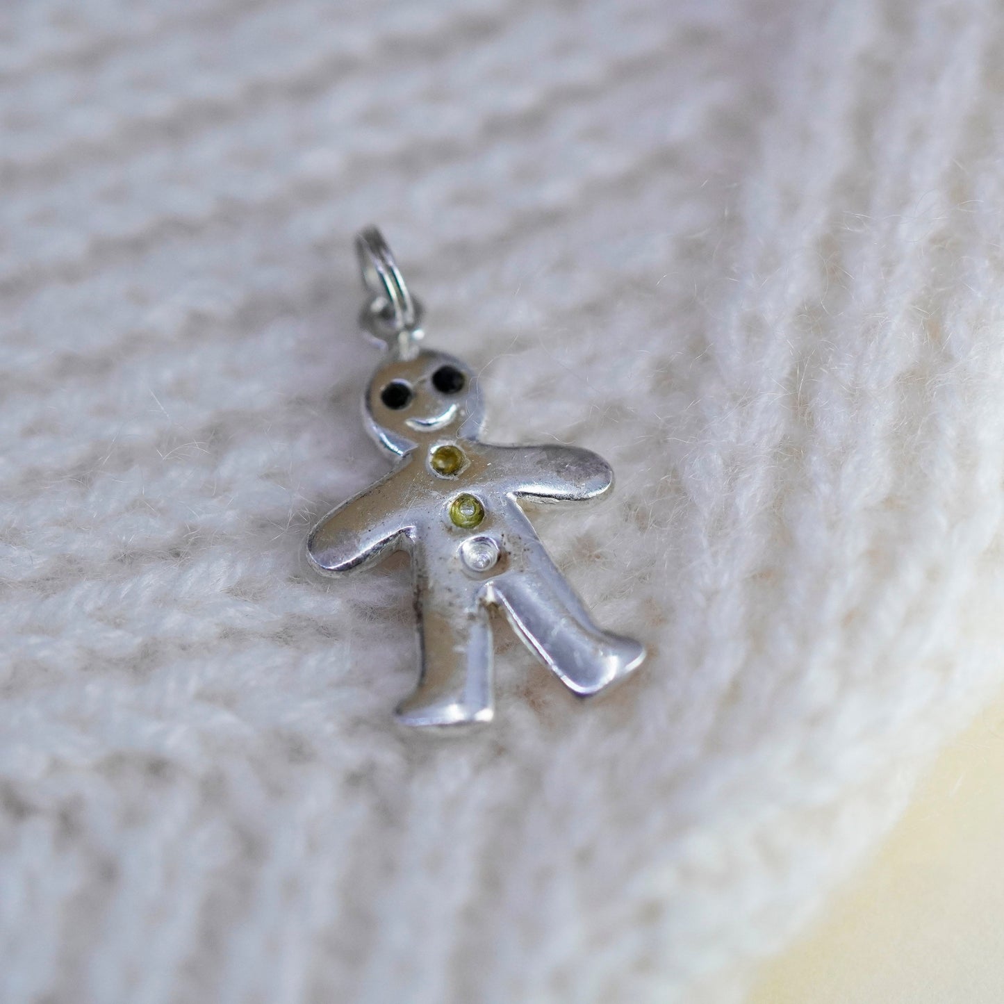 Vintage sterling silver handmade pendant, 925 gingerbread man charm