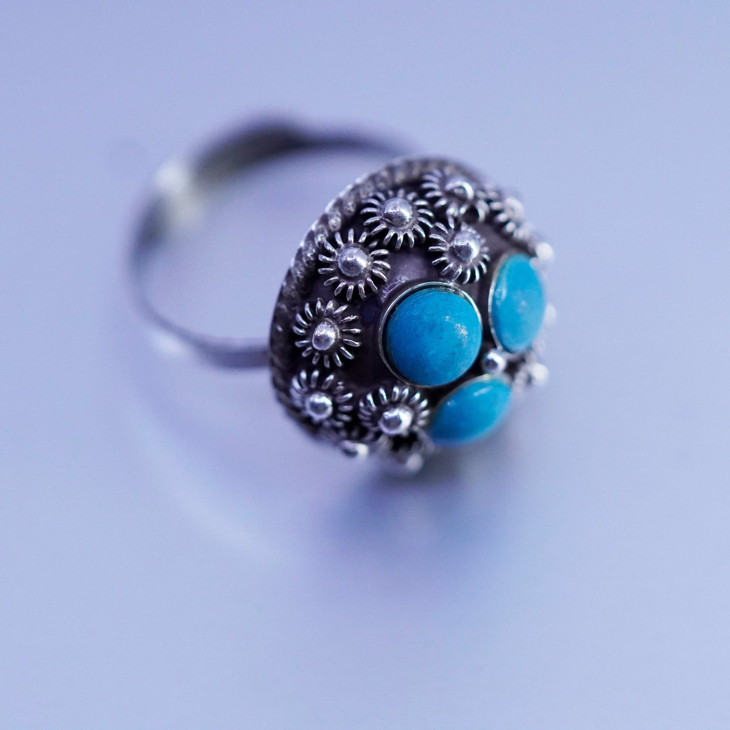 vtg Native American Navajo Frank Bowman sterling 925 silver ring turquoise