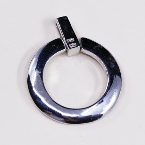 Vintage Sterling Silver Handmade Pendant, 925 Circle Pendant