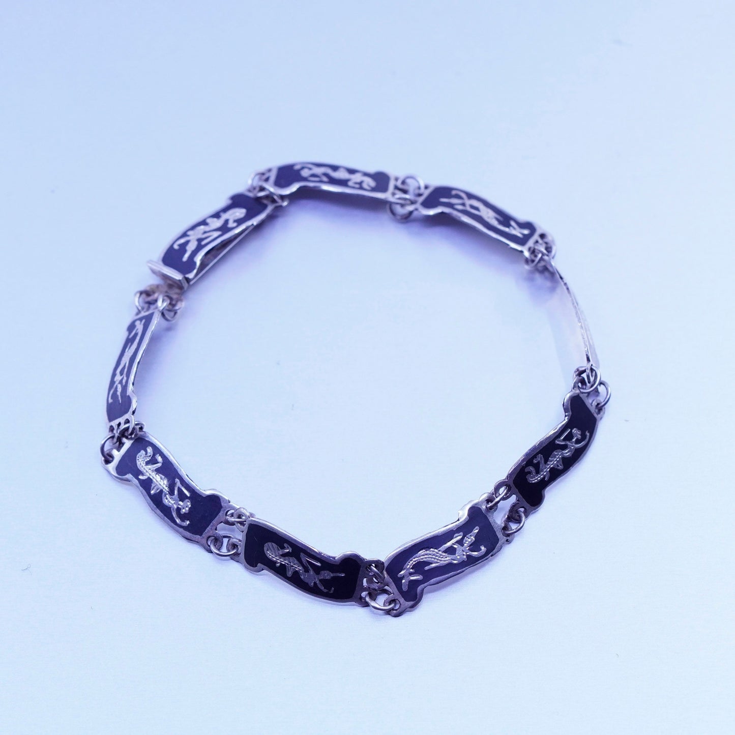 7.25”, Vintage Sterling 925 silver handmade tennis bracelet with goddess