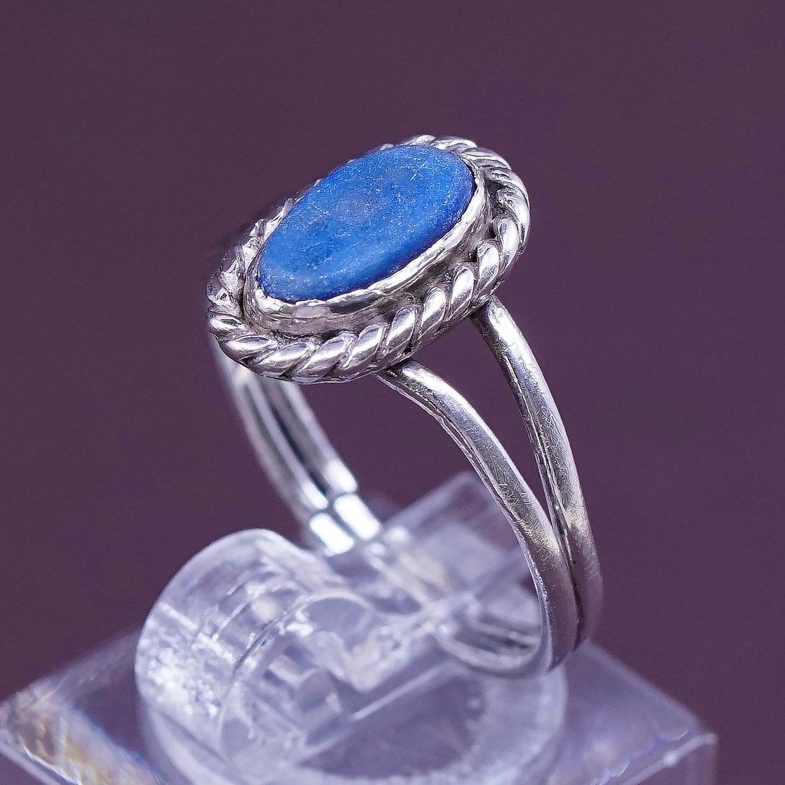sz 7.5 VTG Native American Sterling silver handmade ring, 925 w/ blue turquoise