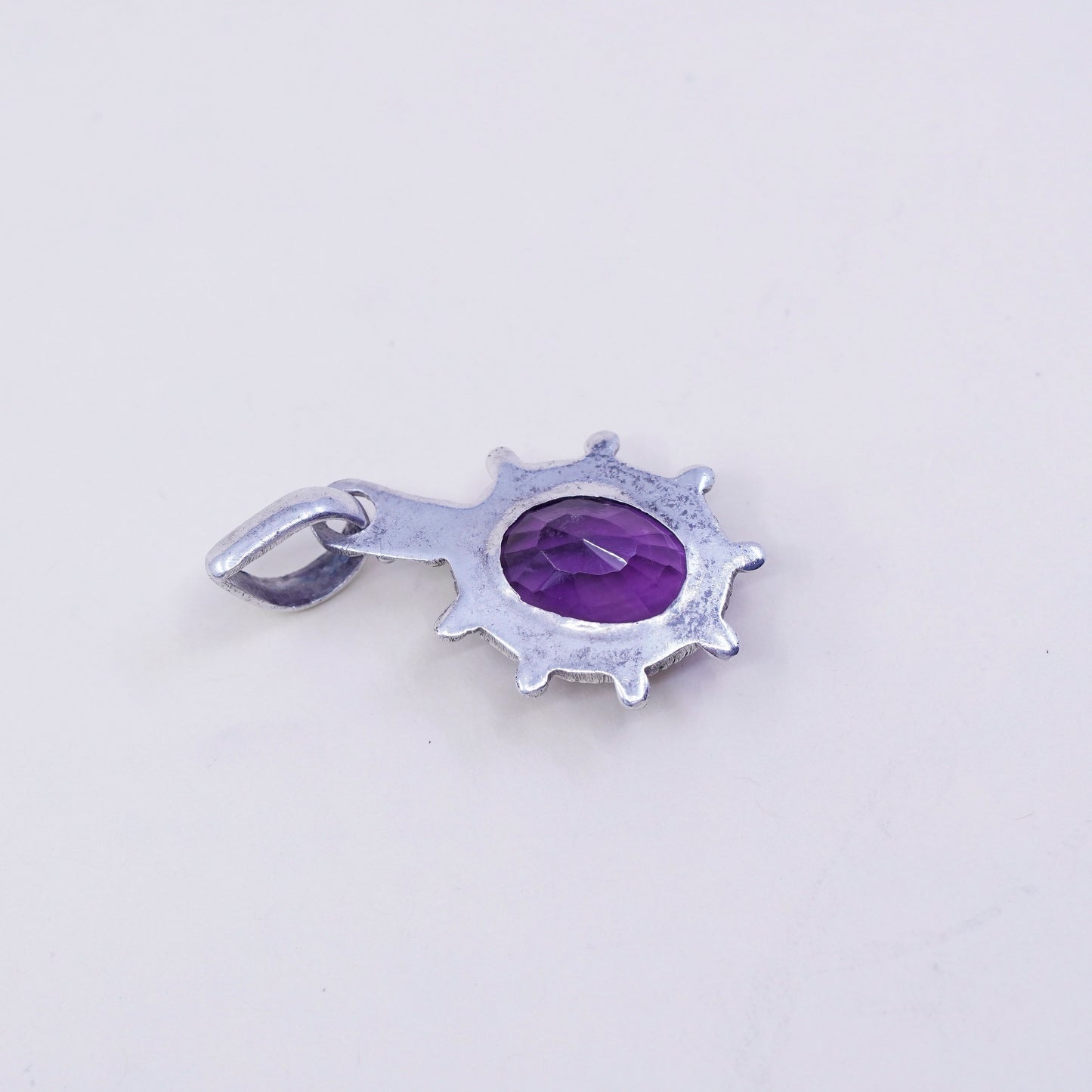 Vintage Sterling 925 silver handmade pendant with amethyst