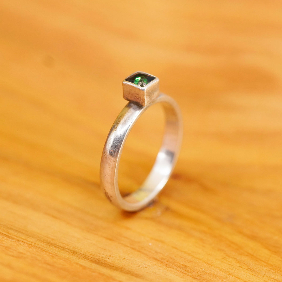 Size 7.5, vintage Sterling 925 silver engagement ring with rainbow topaz