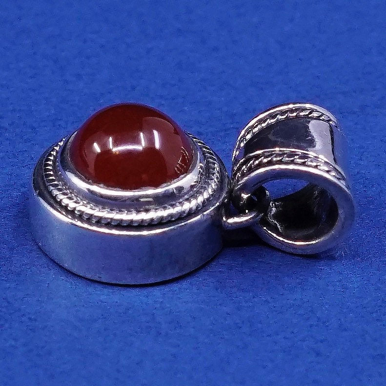 Lori Bonn sterling silver handmade pendant, 925 charm w/ carnelian bead
