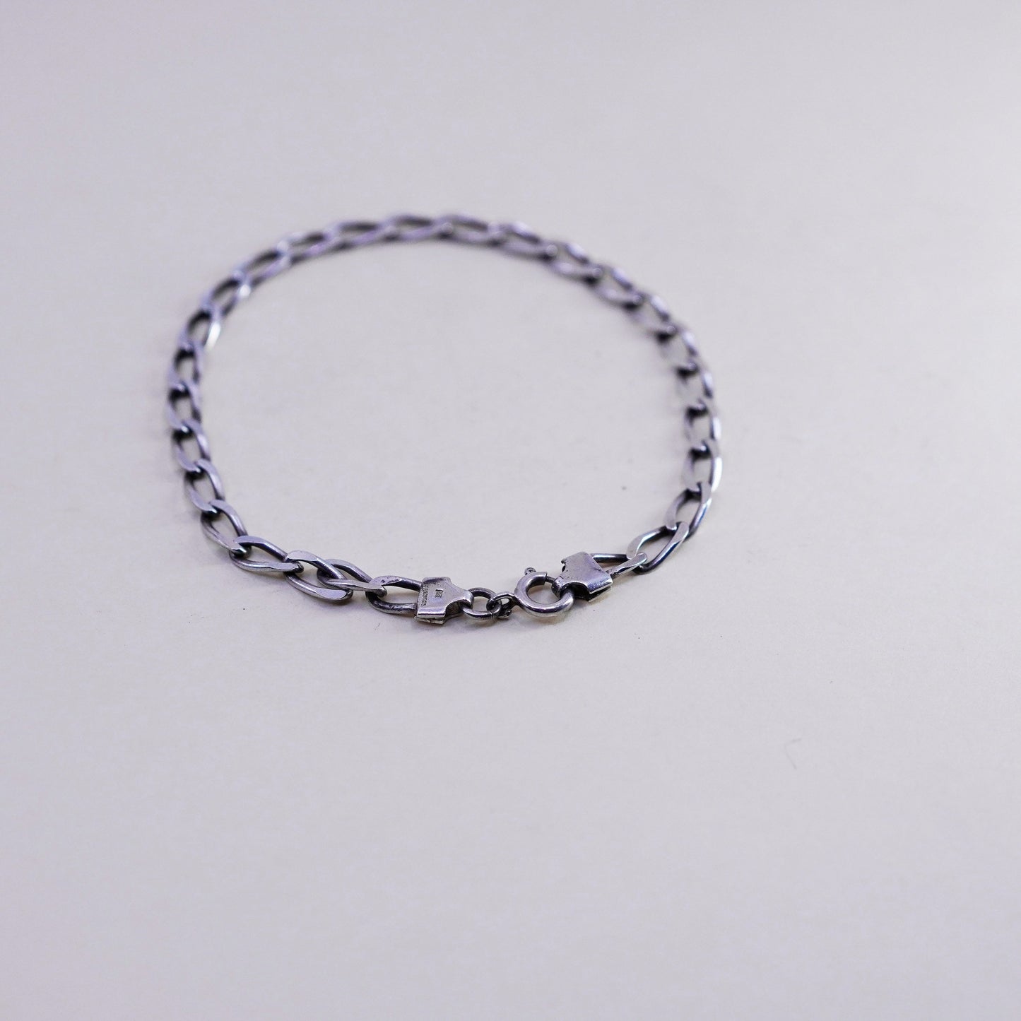 8”, 5mm, Vintage sterling 925 silver flatten curb bracelet