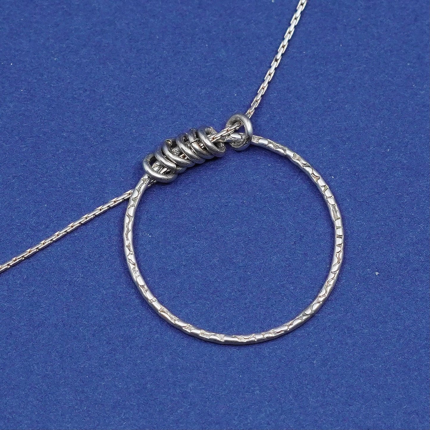 16”, vintage Sterling silver handmade necklace, 925 snake chain circle pendant