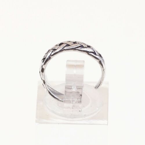 Size 2.75, Vtg Sterling Silver handmade open end Ring. 925 Band W/ Woven Texture