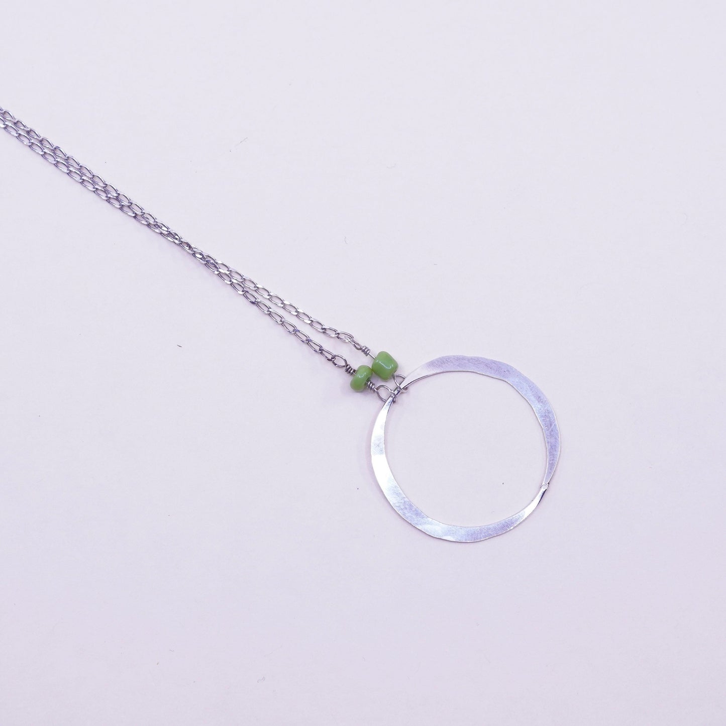 18+2”, sterling silver necklace, 925 circle chain circle pendant turquoise bead