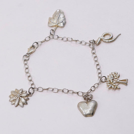 7.5”, vermeil gold over sterling silver bracelet, 925 chain w/ snake tree apple