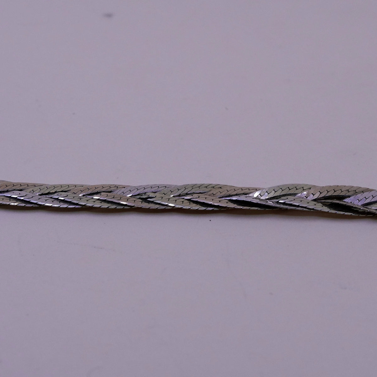 7”, 7mm, Vintage sterling 925 silver herringbone chain, woven bracelet