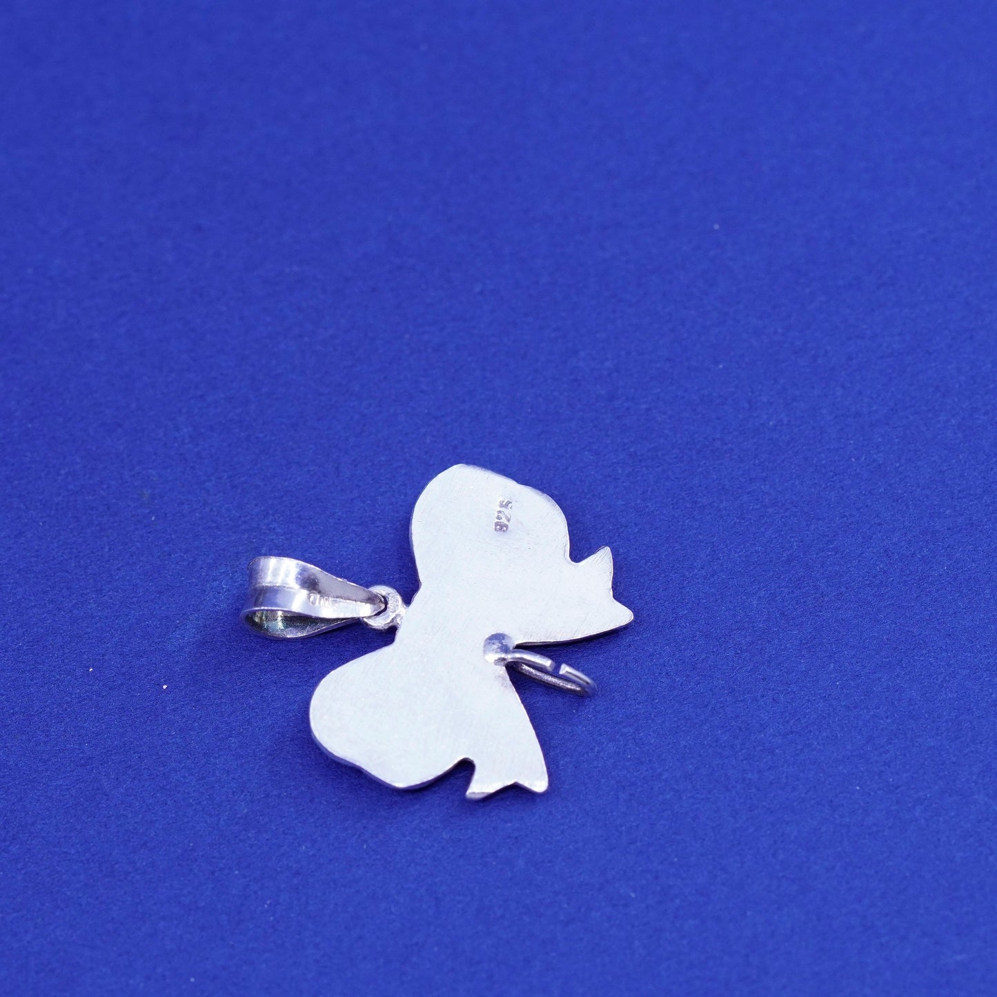 Vintage Sterling silver handmade pendant, puffy 925 ribbon bow tie