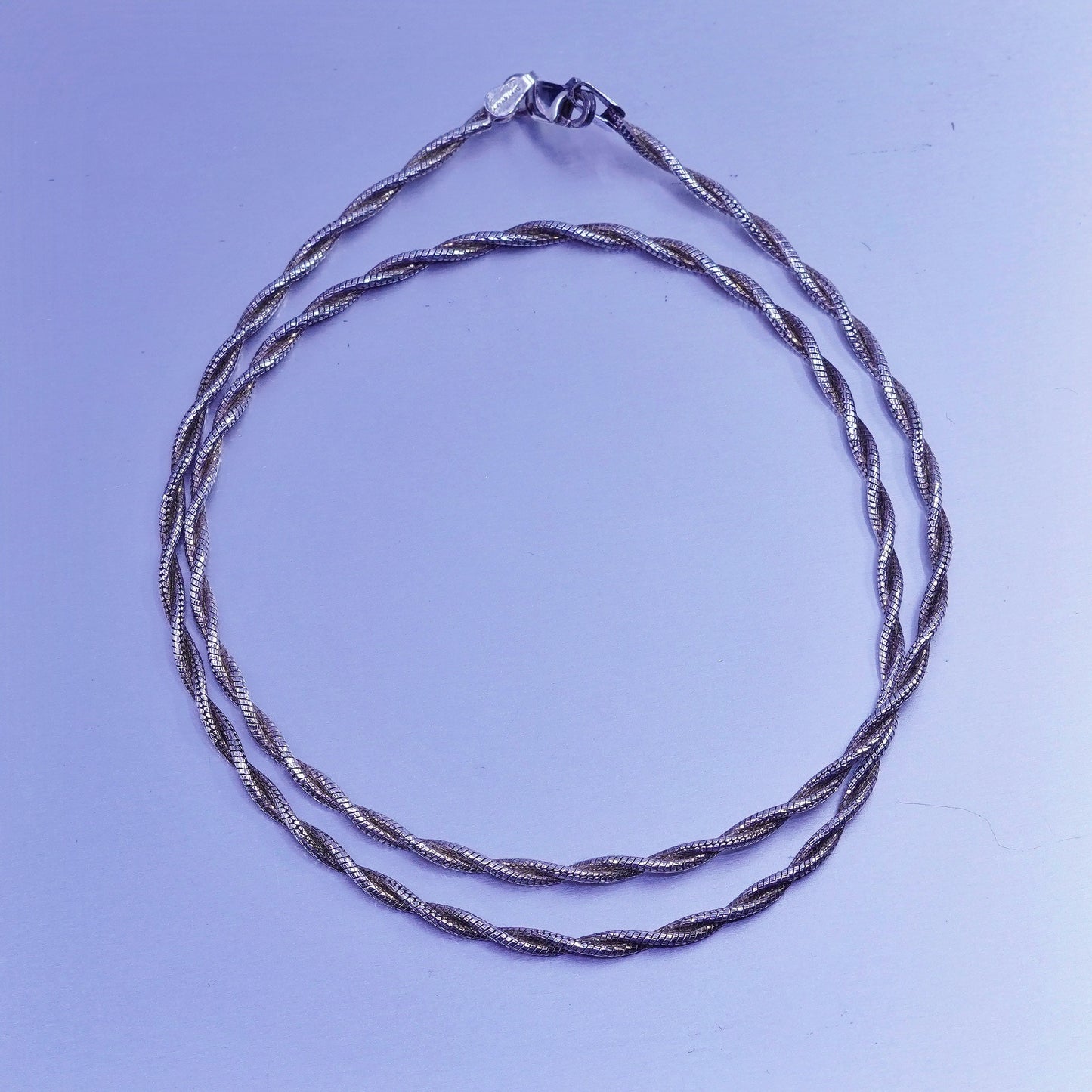 18”, vintage danecraft Italy Sterling 925 silver twisted snake chain necklace