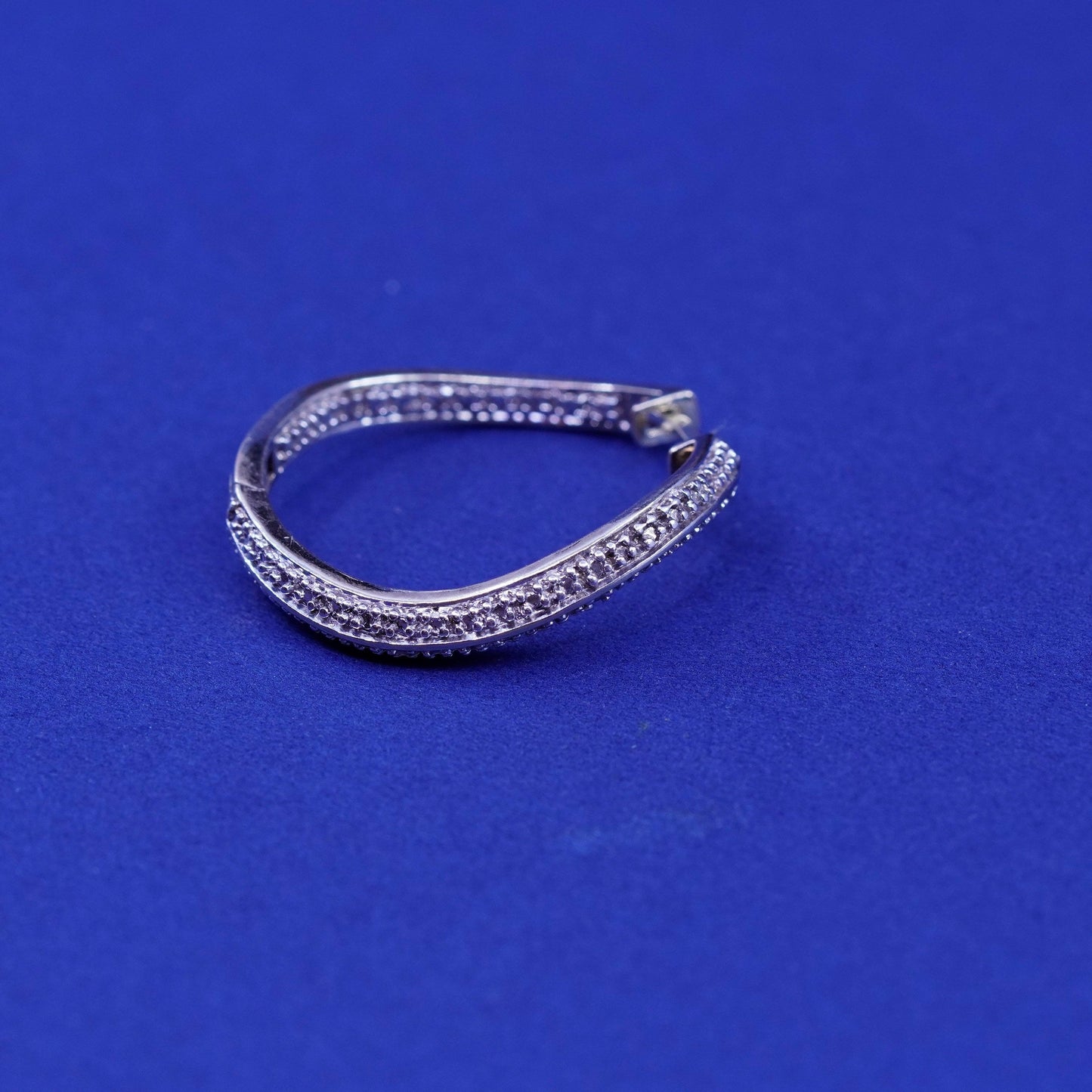 1”, Vermeil gold Sterling silver earrings, curvy 925 hoops, huggie diamond