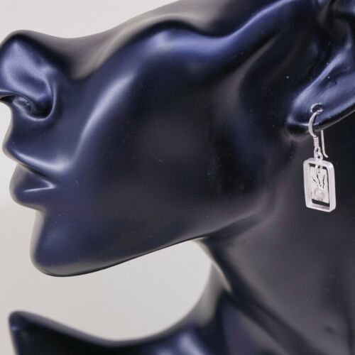 Vtg Handmade 925 Sterling Silver Sun Dangle Earrings, Silver Fested